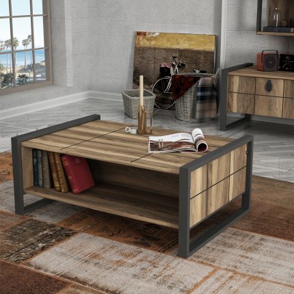 Dekorister - Turkish Furniture Manufacturer - Home Furniture Producer Companies From Turkey - Exclusive Lost Metal Foot Coffee Table Walnut